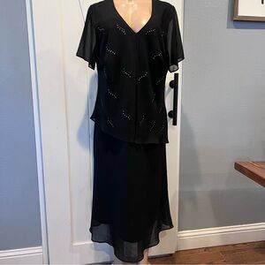 Vintage R&K Black sequin detail maxi dress 16w